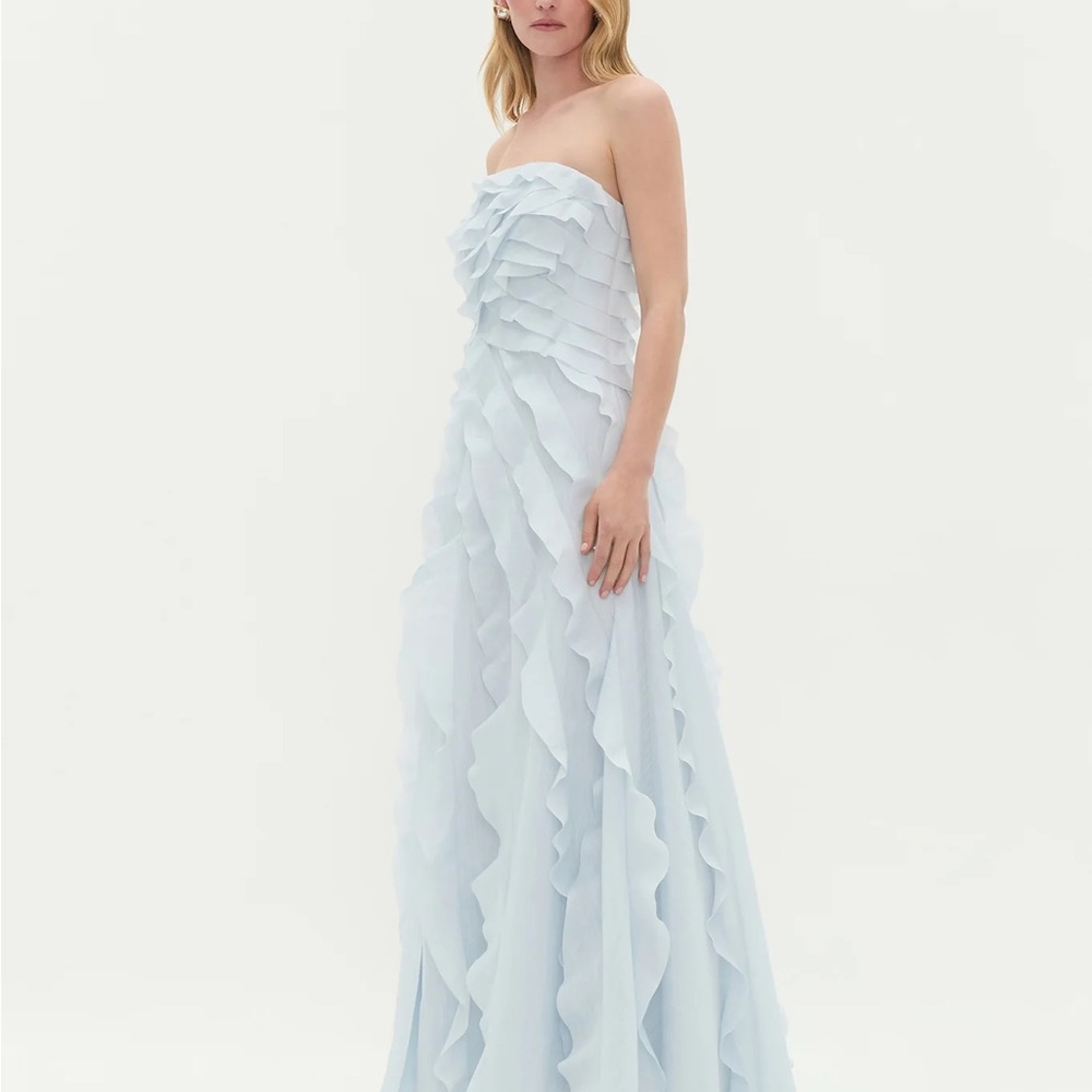 Aje Allairie Dress Pastel Blue - Strapless Ruffled Maxi Dress - US4 AU8 - Picture 5 of 6
